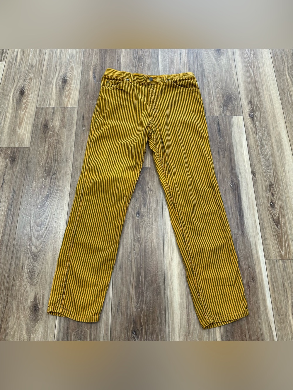 Men's Mustard Yellow Striped Jeans
